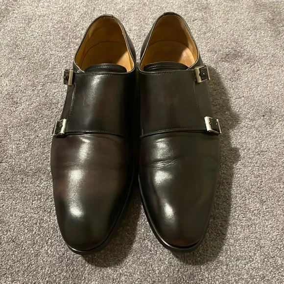 Mens Magnanni 9.5 double monk grey/brown shoes Omnia Men main image 3